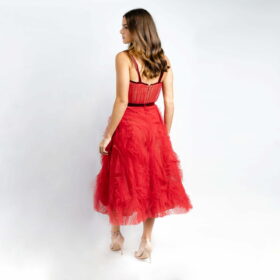 Vestido Marchesa Notte midi color rojo 3