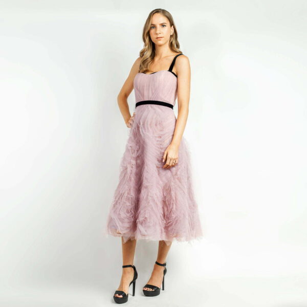 Vestido Marchesa Notte midi color rosa 1