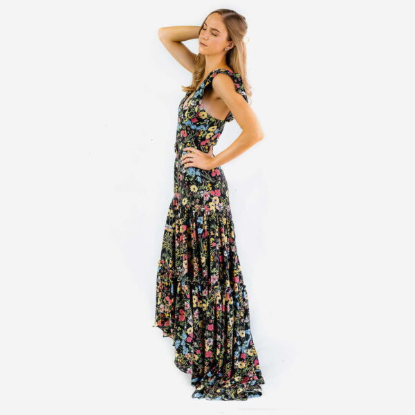 Vestido Valeria Larr color negro con flores de colores 4