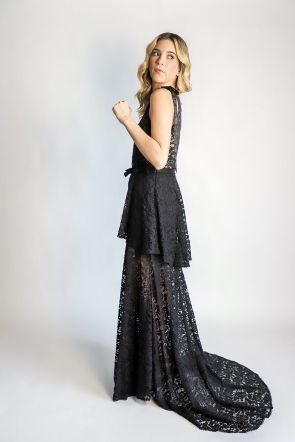 Love shack Fancy Gown negro encaje - Imagen 3