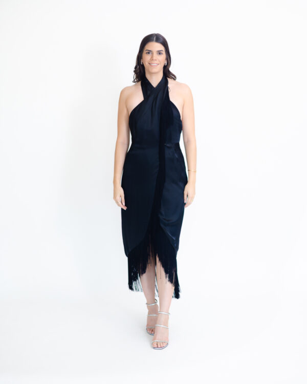 BCBG halter flecos negro