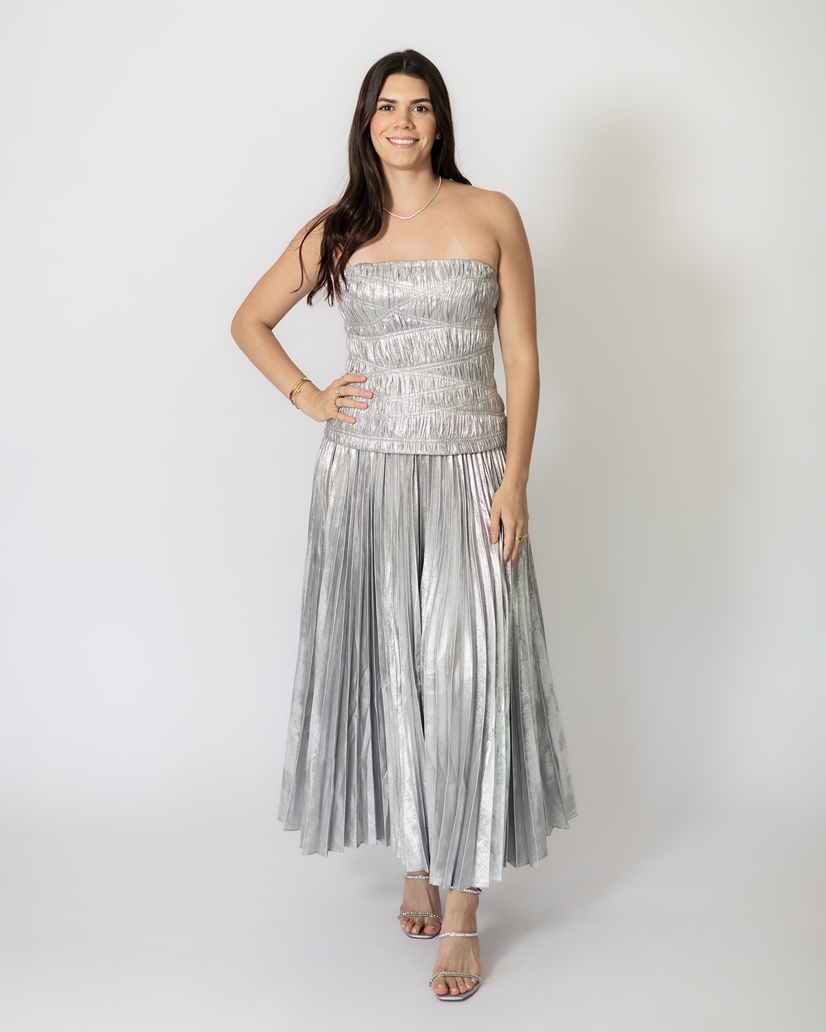 Acler Strapples midi plateado