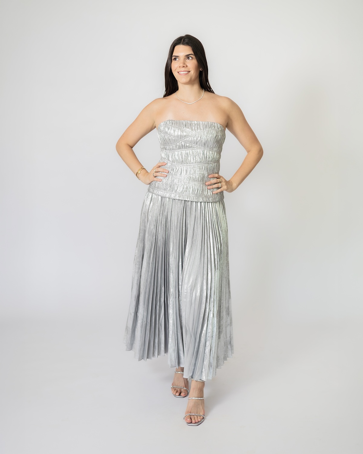 Acler Strapples midi plateado - Imagen 3