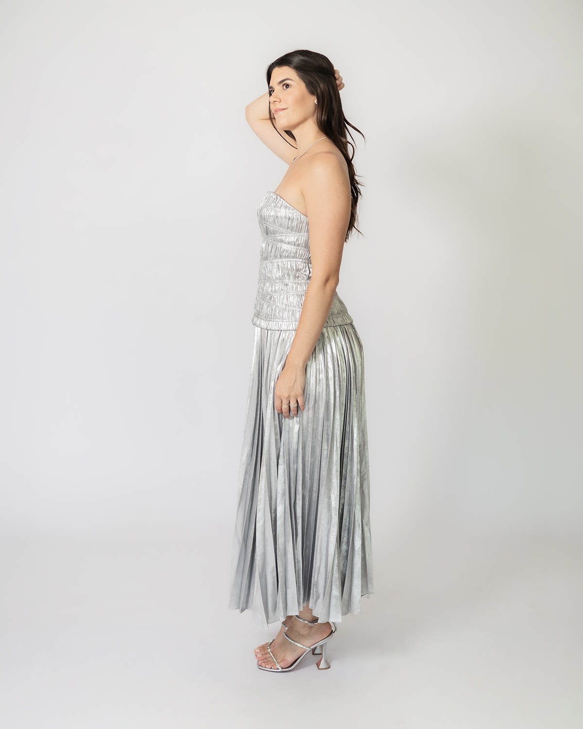 Acler Strapples midi plateado - Imagen 4
