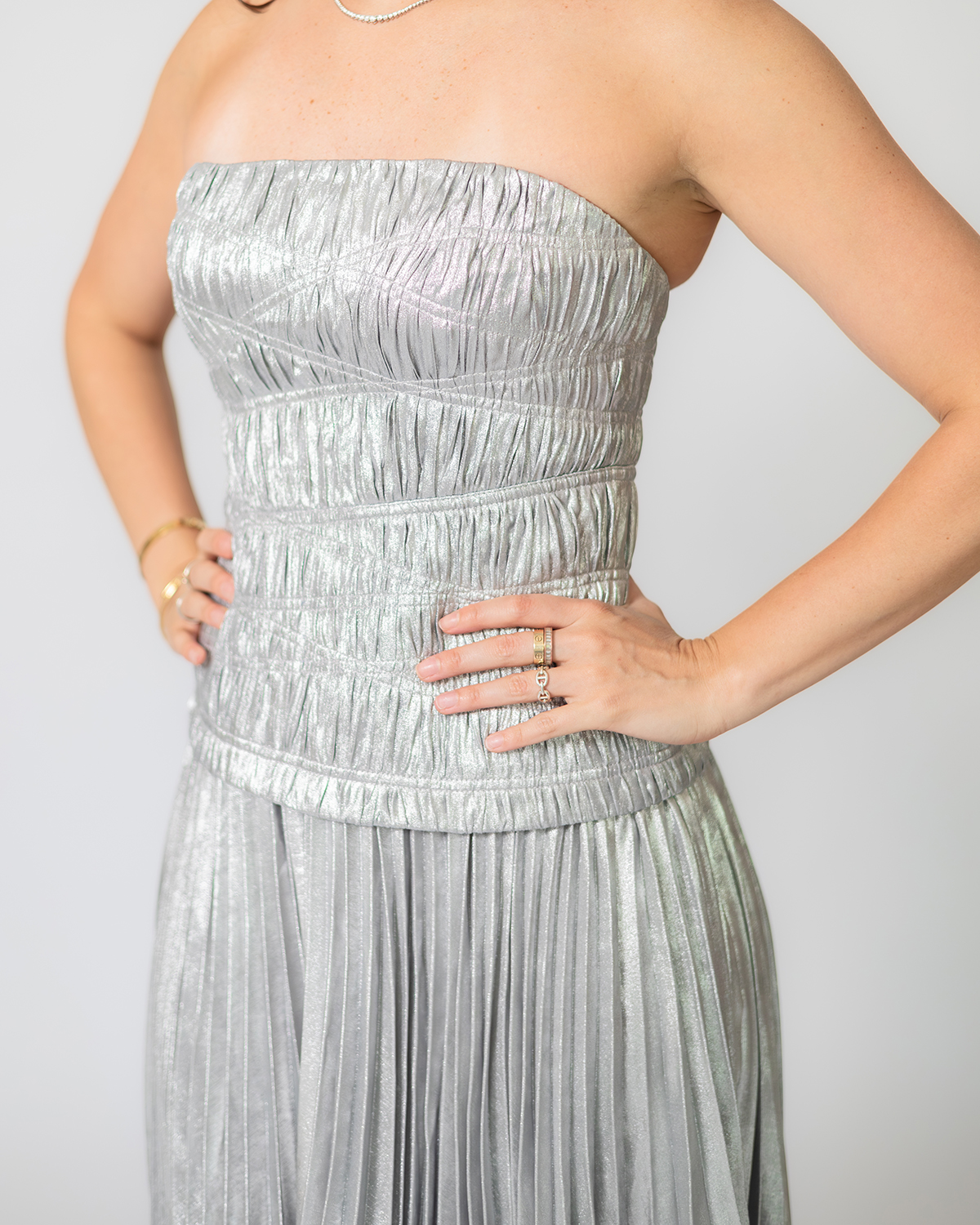 Acler Strapples midi plateado - Imagen 5