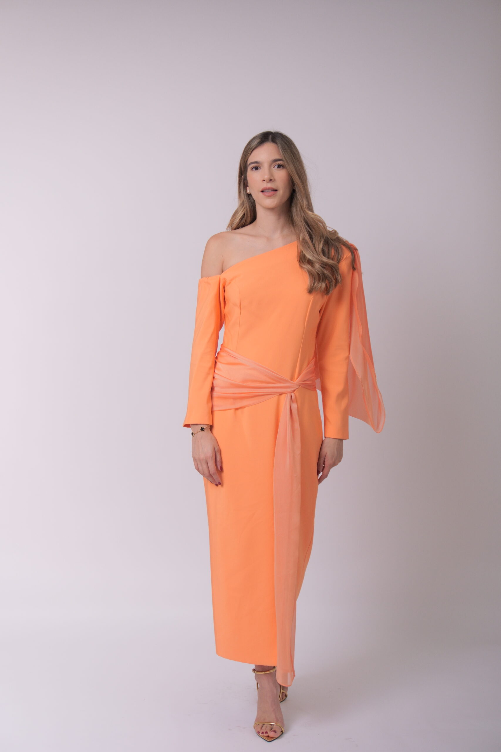 Cardie midi naranja off shoulder - Imagen 5