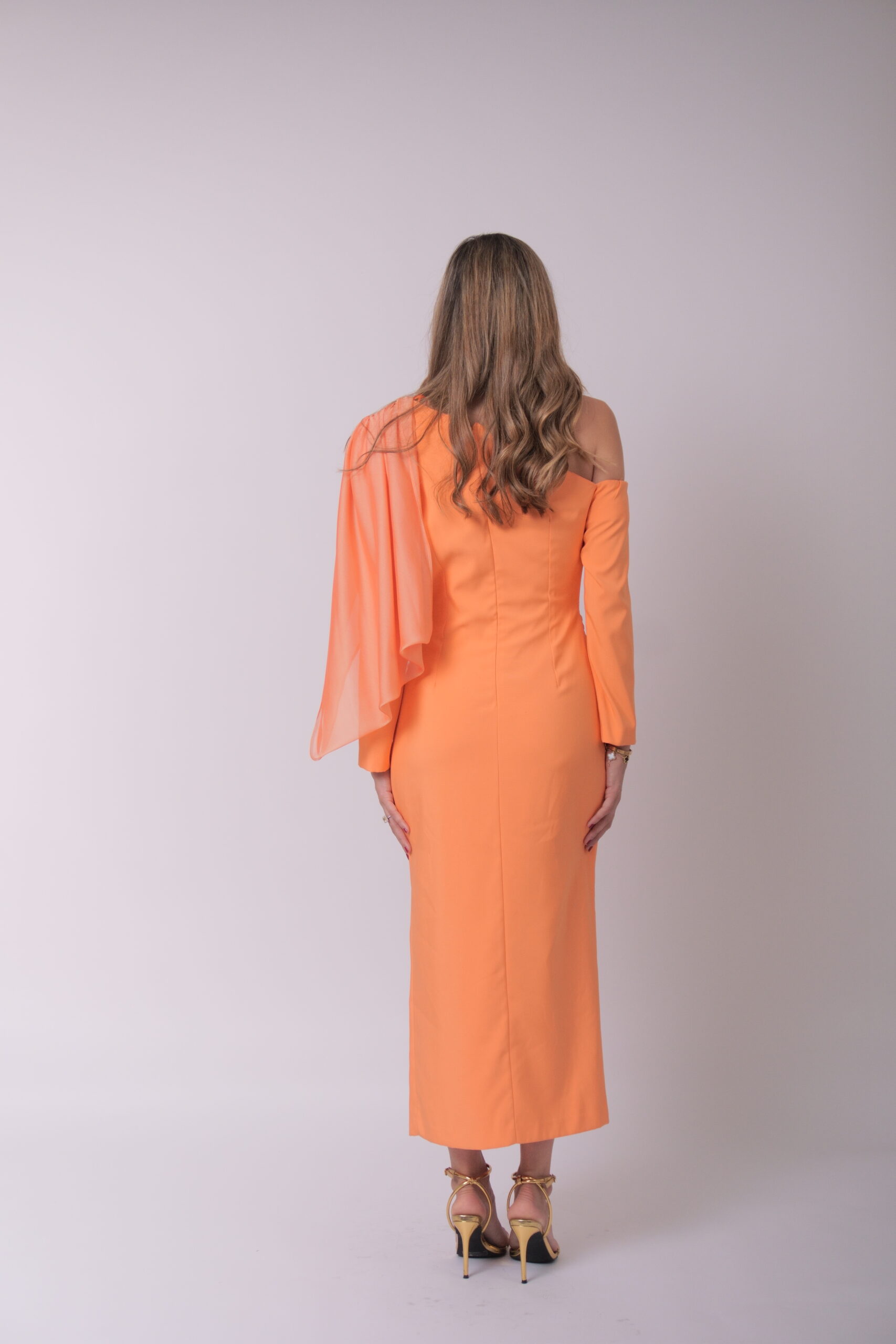 Cardie midi naranja off shoulder - Imagen 3