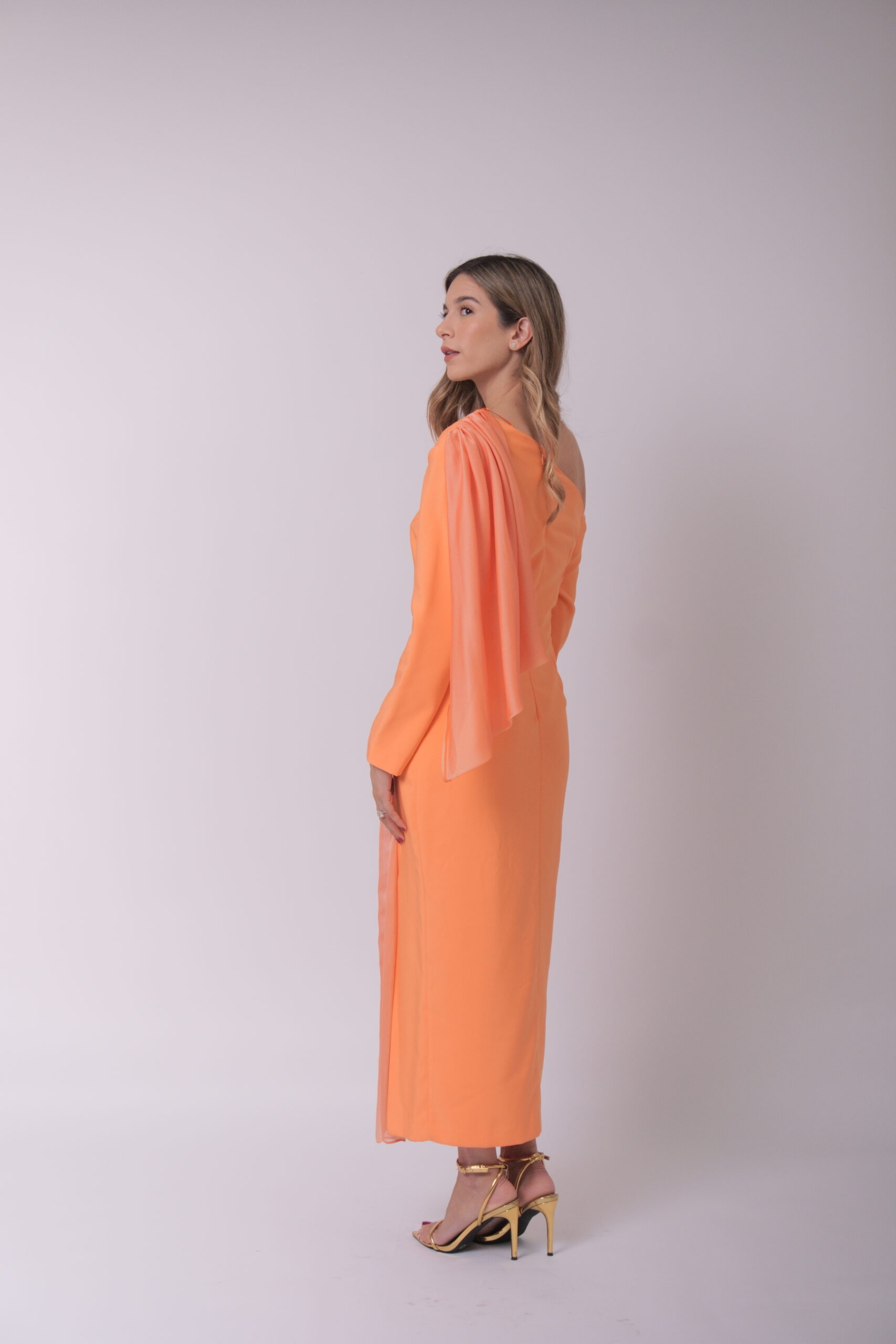 Cardie midi naranja off shoulder - Imagen 2