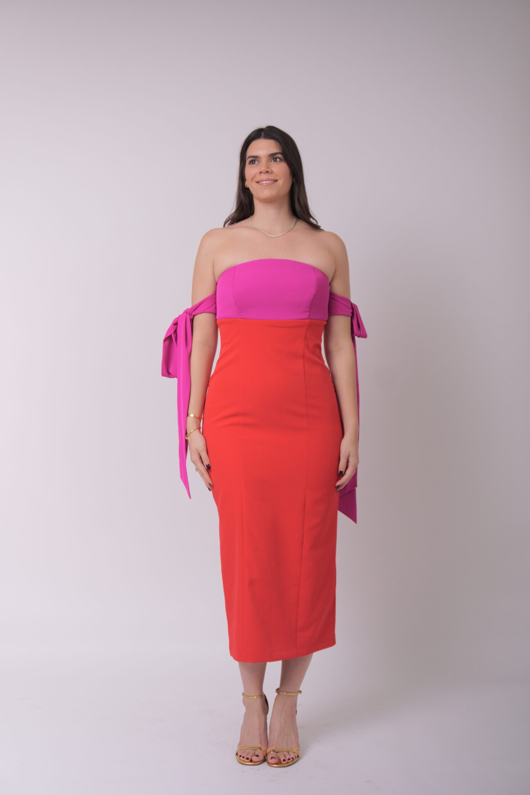 Silvia strapless bicolor con lazos removibles - Imagen 3