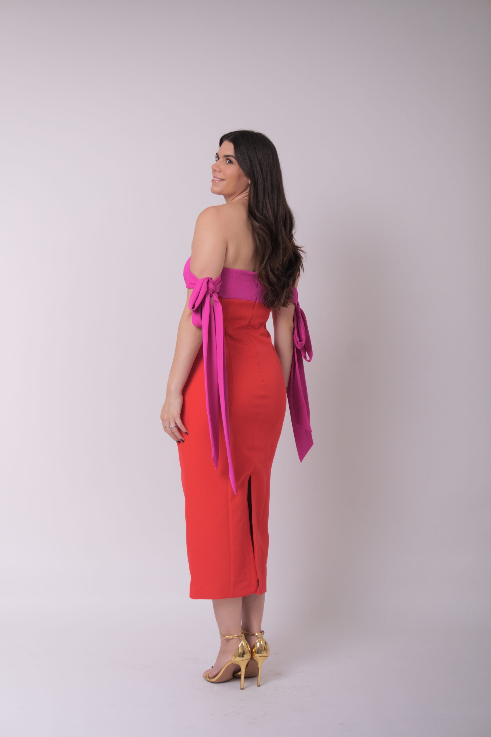 Silvia strapless bicolor con lazos removibles - Imagen 2