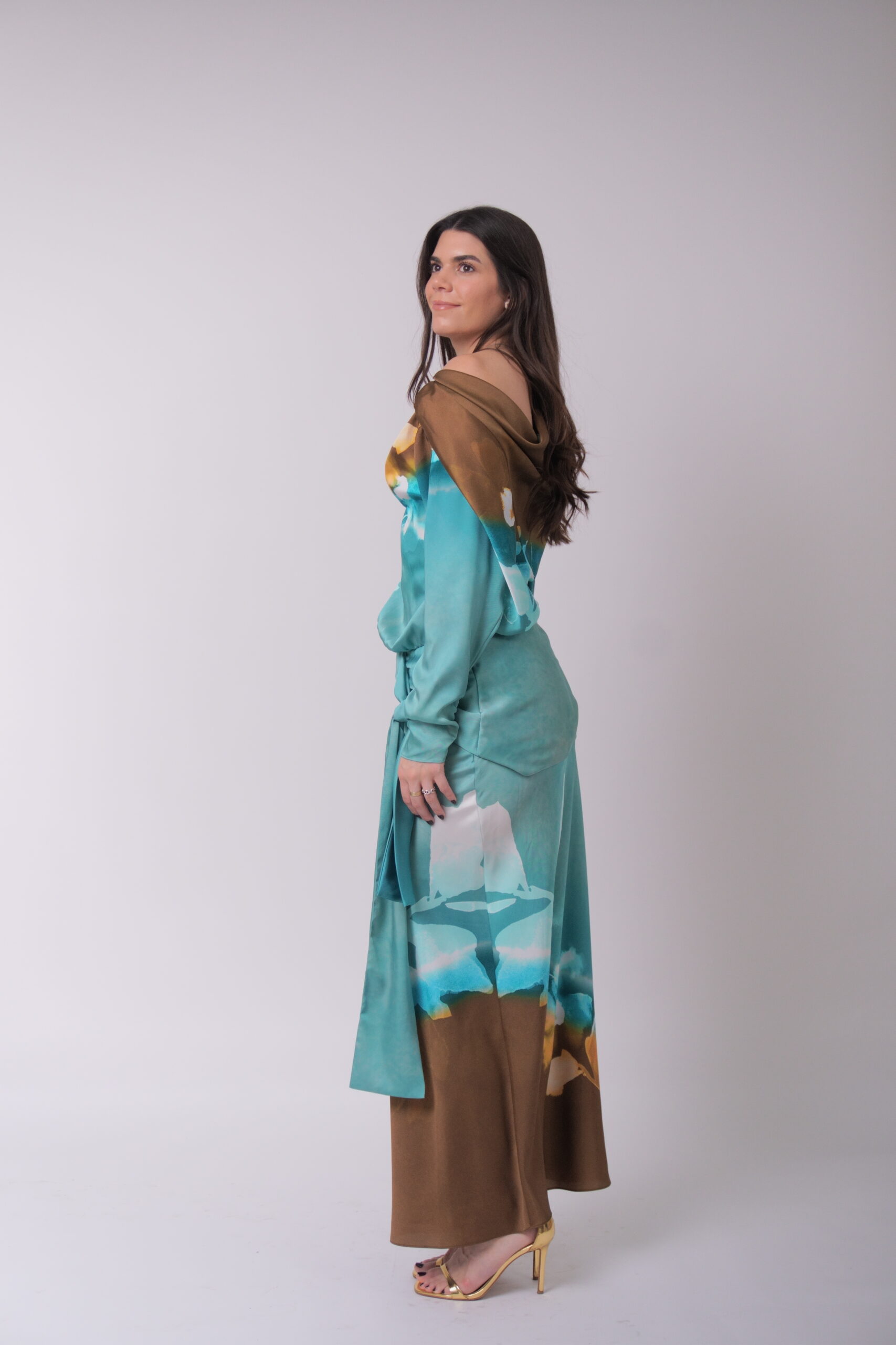 Purificacion Garcia acuarela turquesa satin - Imagen 2