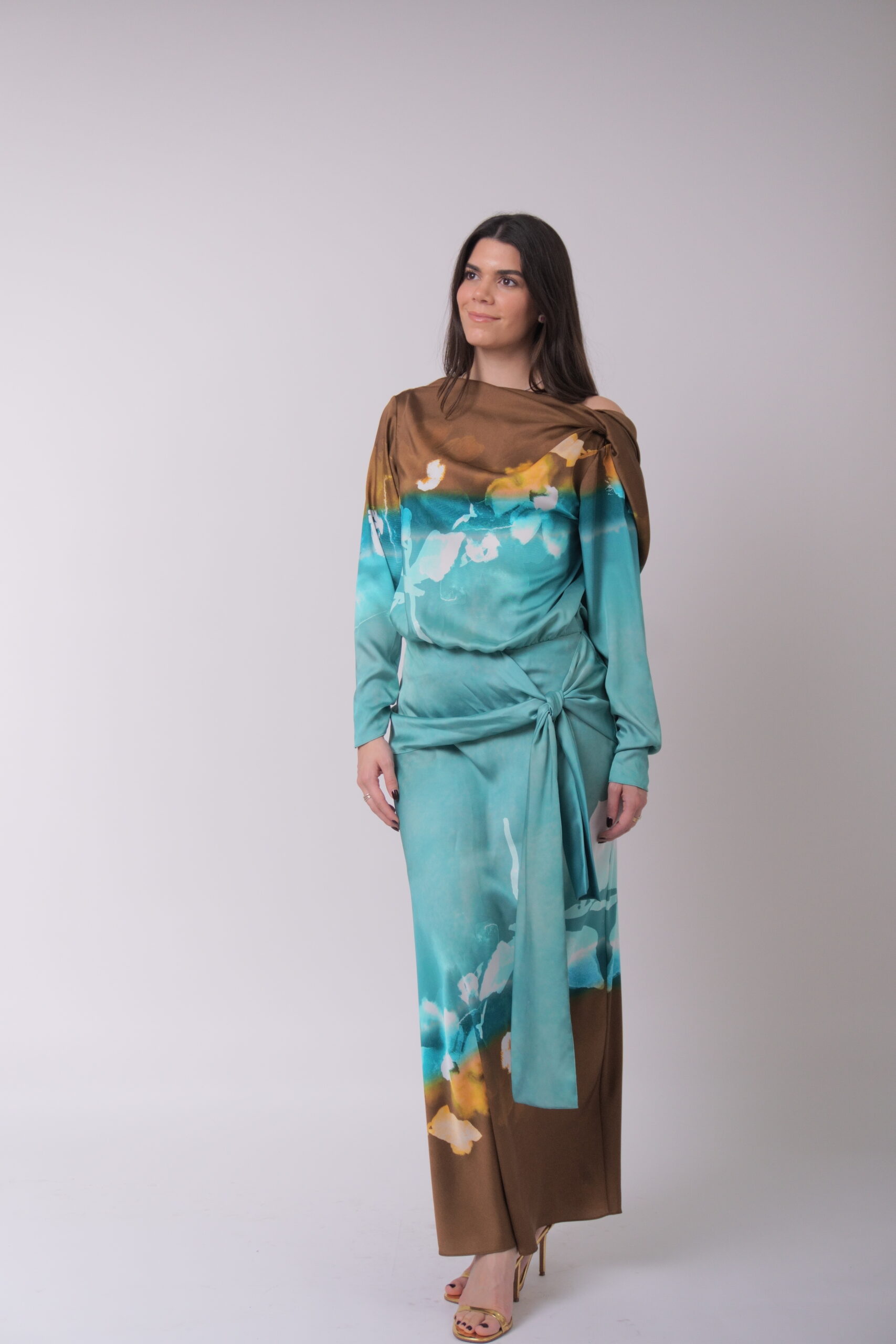 Purificacion Garcia acuarela turquesa satin - Imagen 4