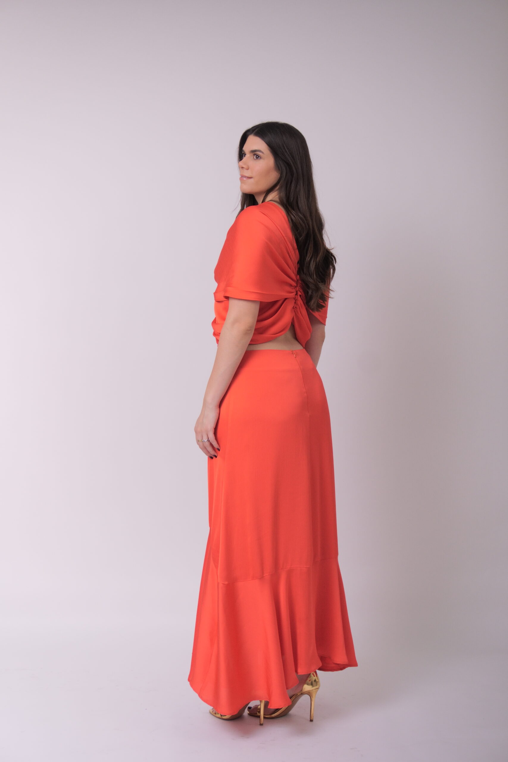 Cardie coral con escote drapeado - Imagen 3