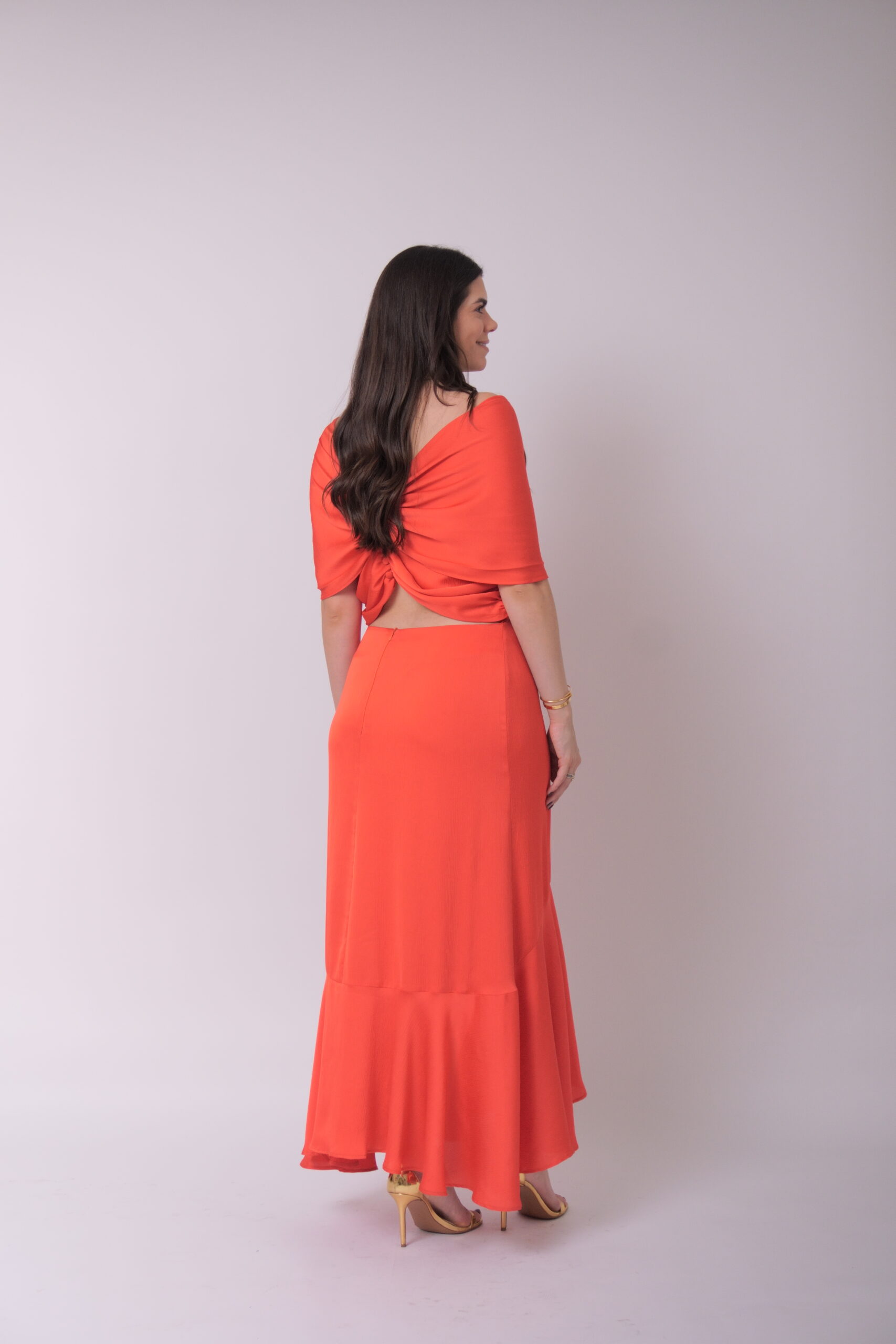 Cardie coral con escote drapeado - Imagen 4