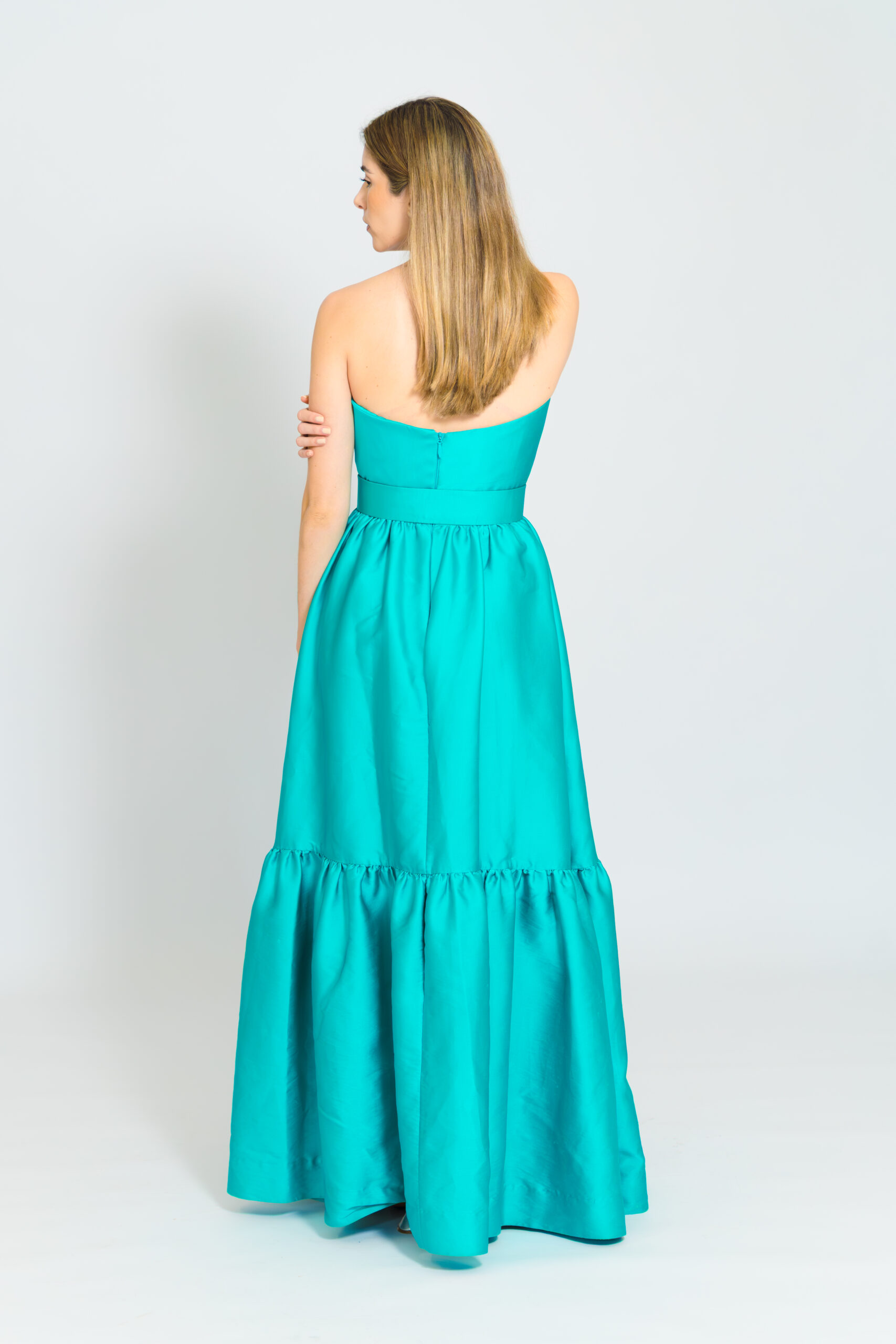 Monique lhuillier strapples gown turquesa - Imagen 3