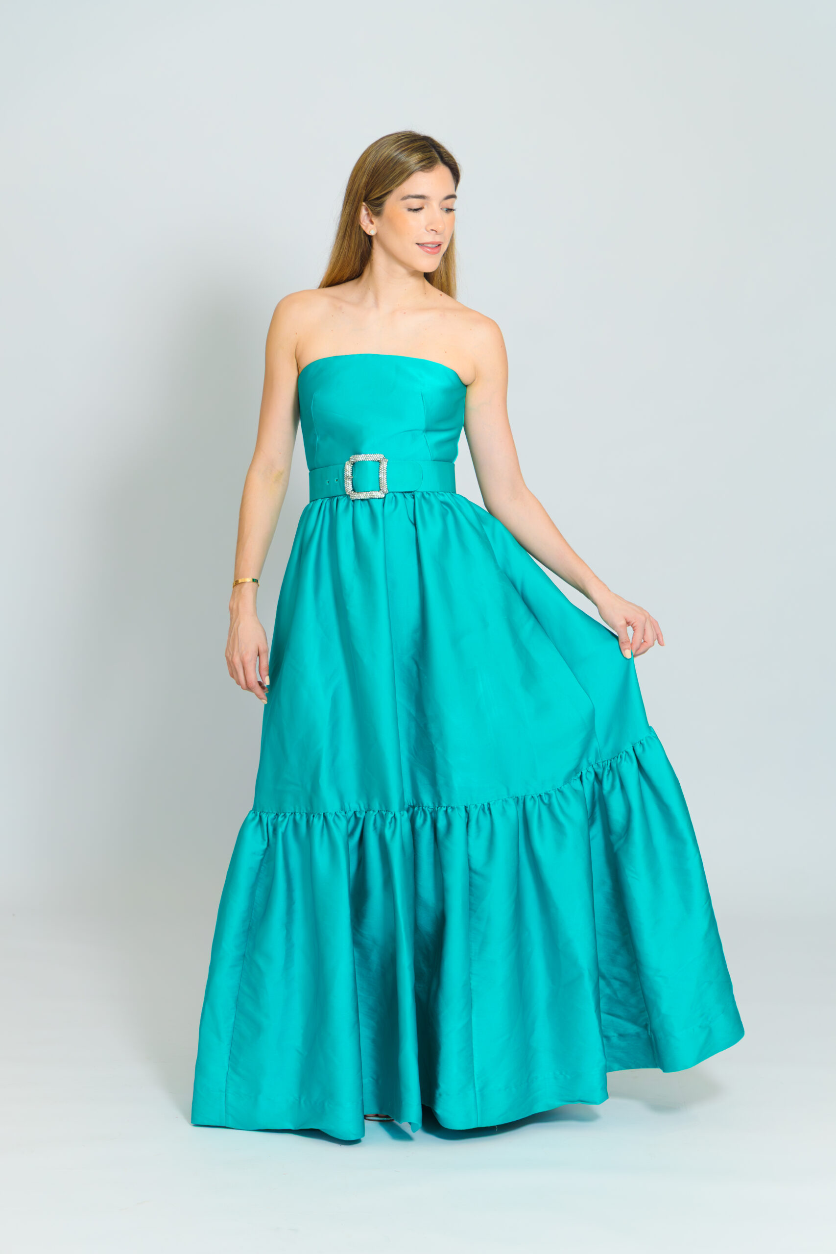 Monique lhuillier strapples gown turquesa - Imagen 5