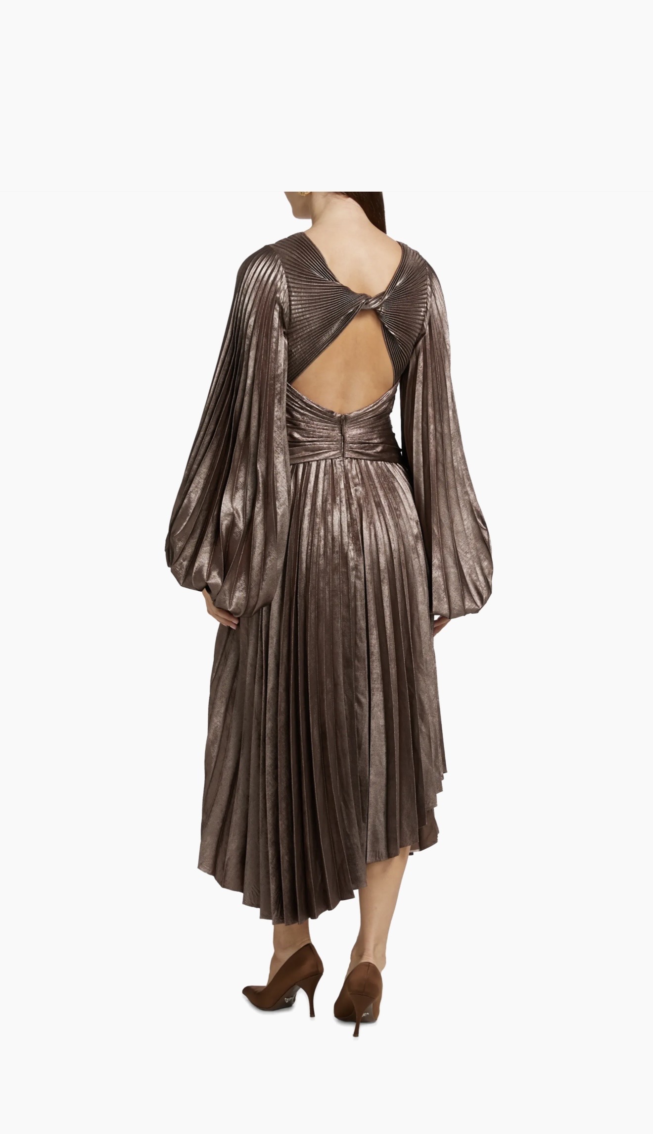 Acler midi plisado coffee metallic - Imagen 3