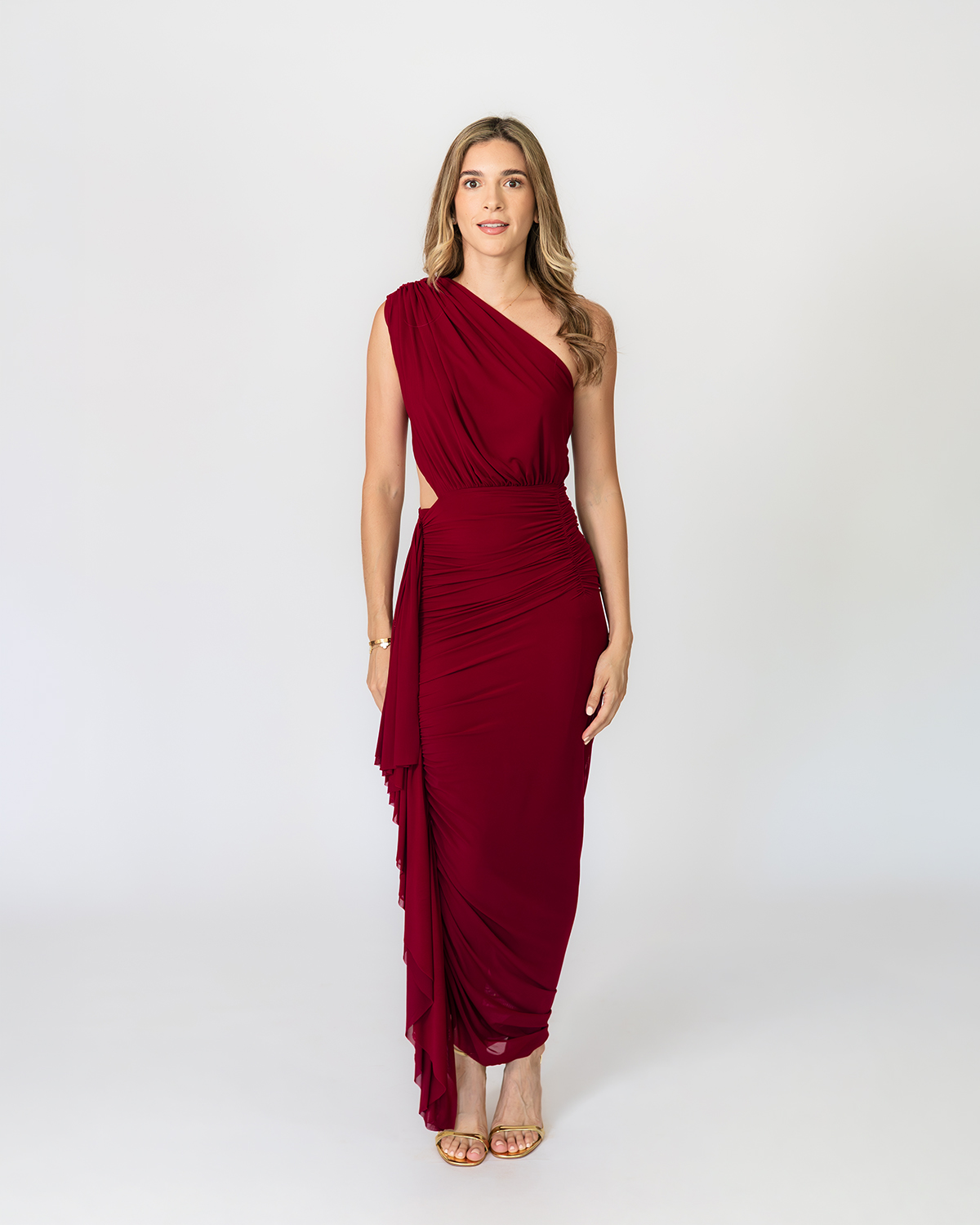 Burgundy drape dress vino