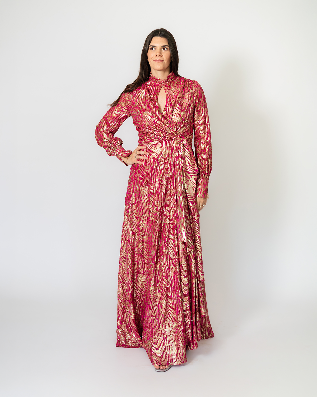 Jonathan Simkhai Gown goldpink manga larga